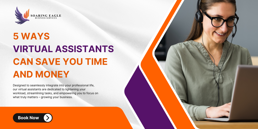 white and orange modern virtual assistant service facebook cover (banner landscape)